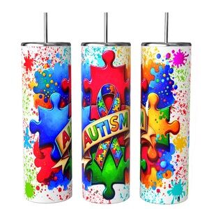 AUTISM AWARENESS 20oz SUBLIMATED STAINLESS STEEL DOUBLE WALL INSULATED TUMBLER